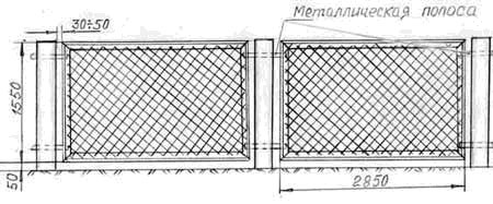 Рисунок 3. Монтаж секций-рам  из сетки рабицы к столбам